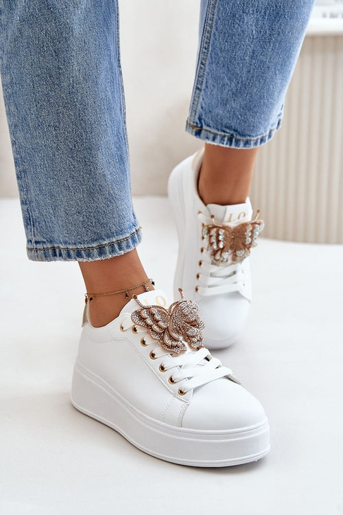Stylish White/Gold Sport Shoes