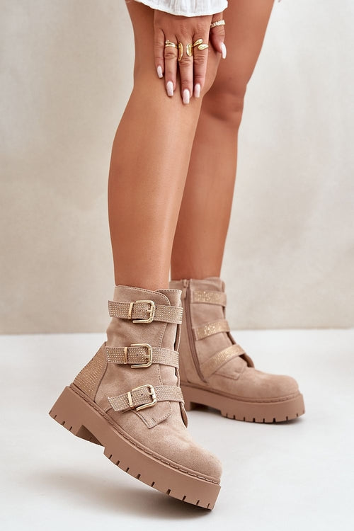 Stylish Elegant Beige Ankle Boots